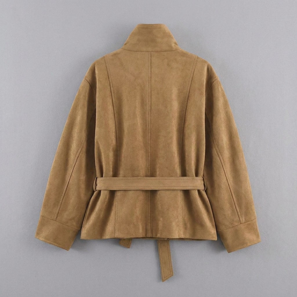 Montalcino Belted Jacket — Camel, FLAT_LAY_BACK