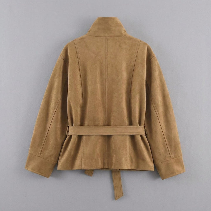 Montalcino Belted Jacket — Camel, FLAT_LAY_BACK