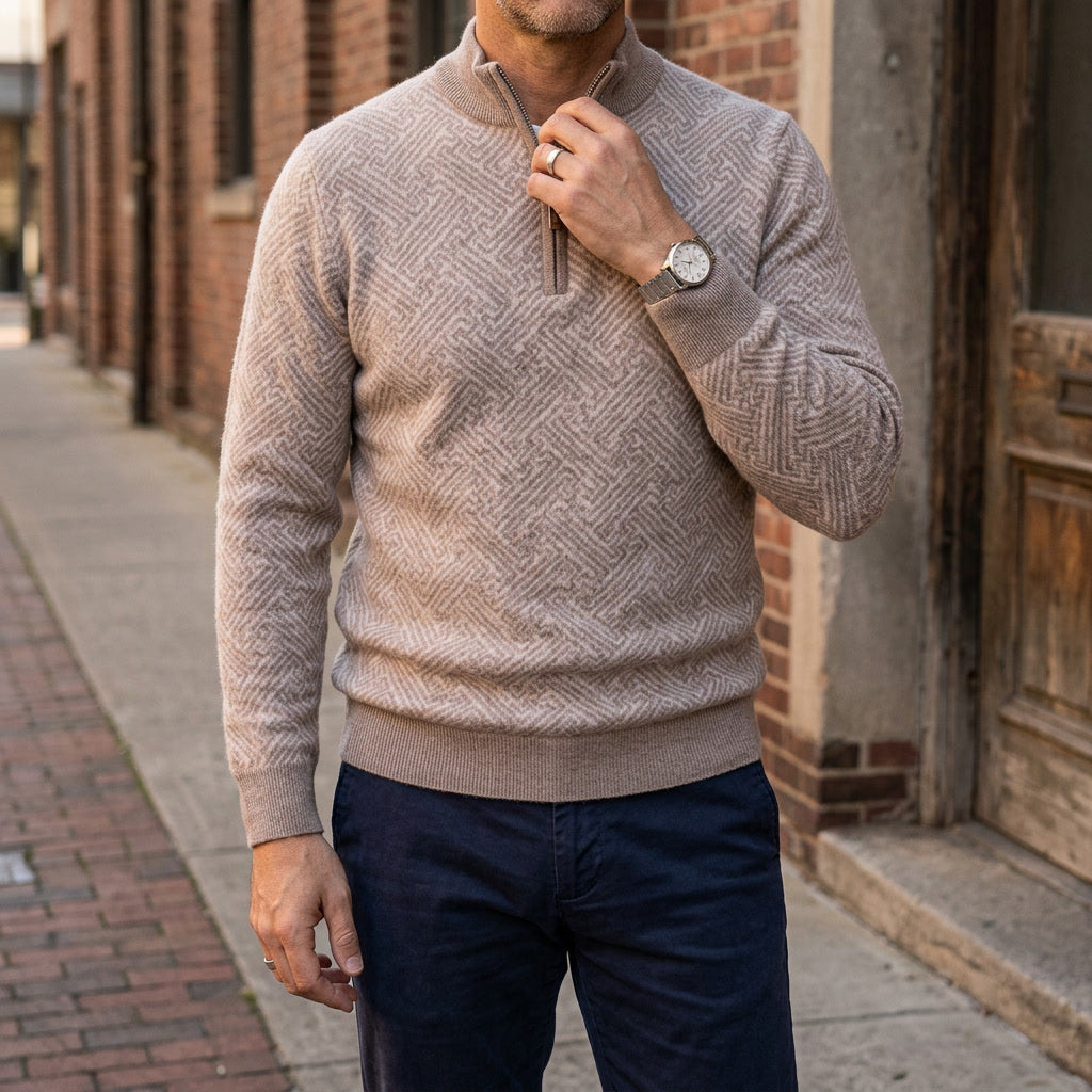 Lecco Merino Sweater — Camel, lifestyle detail