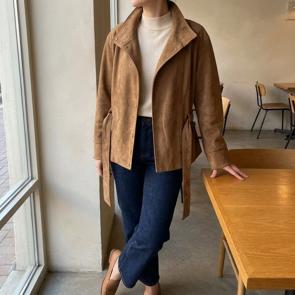 Montalcino Belted Jacket — Camel, LIFESTYLE_HERO