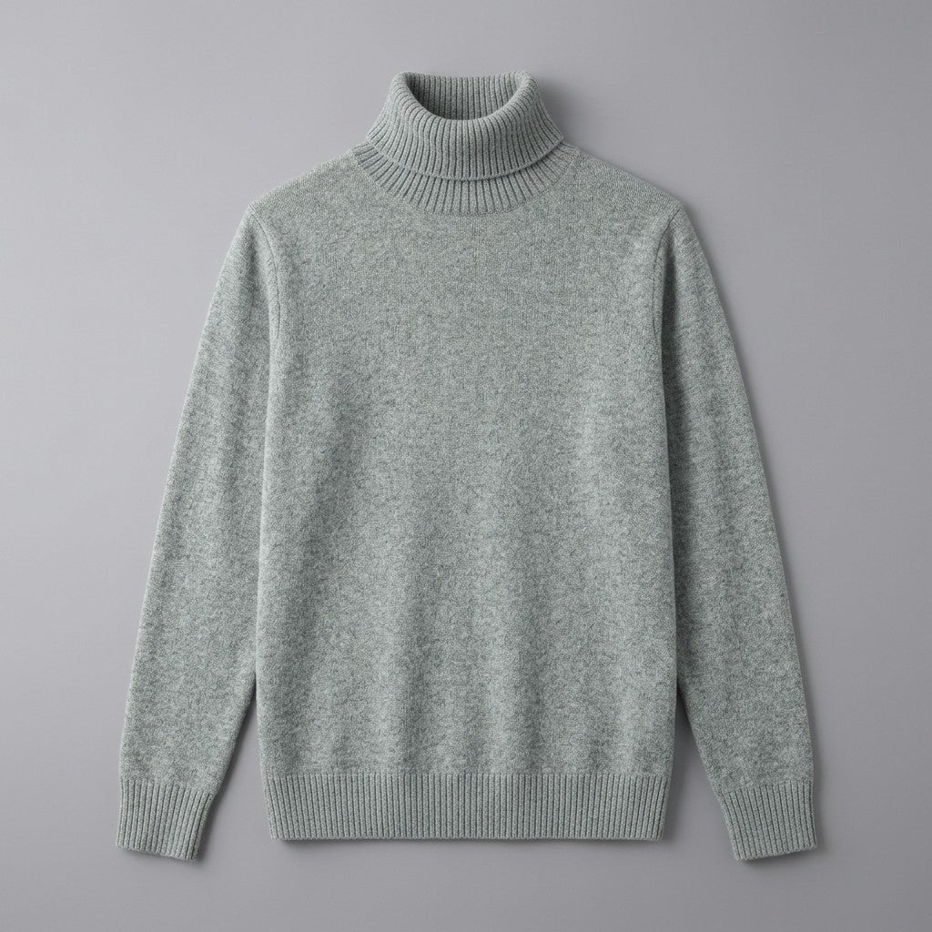 Cesena Merino Wool Turtleneck — Sage, front flat lay on grey