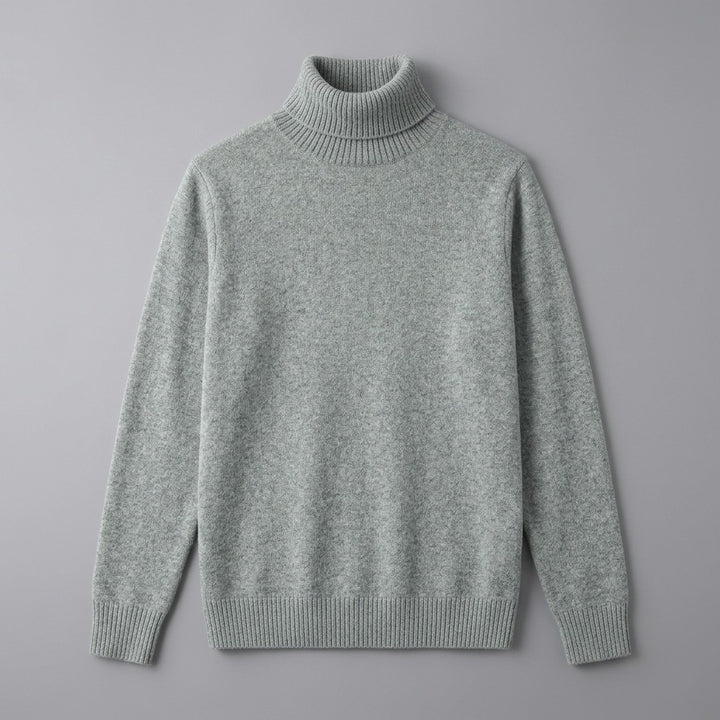 Cesena Merino Wool Turtleneck — Sage, front flat lay on grey