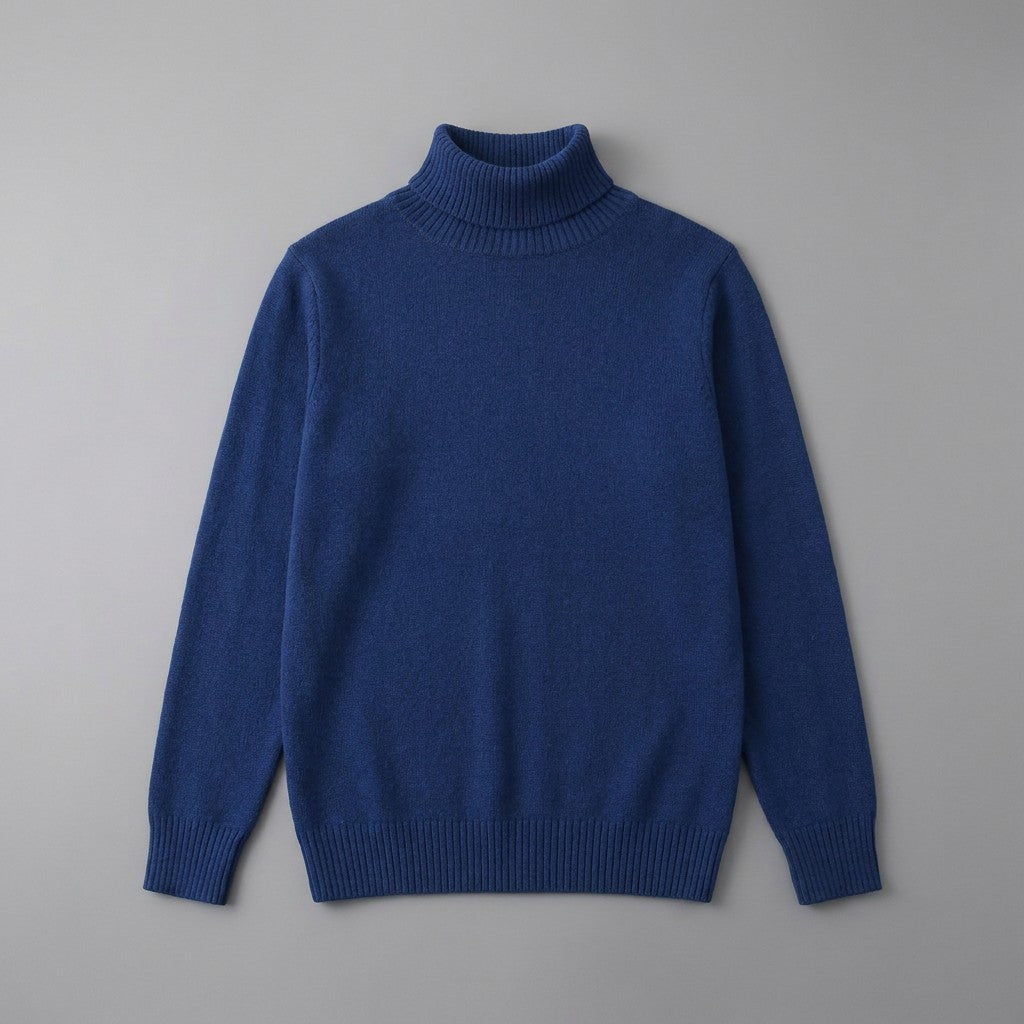 Cesena Merino Wool Turtleneck — Royal Blue, front flat lay on grey