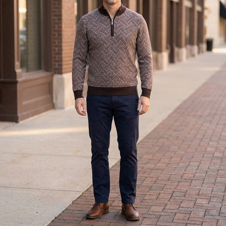 Lecco Merino Sweater — Coffee, lifestyle outfit