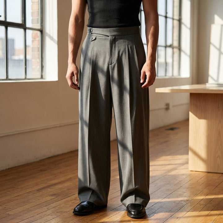 Rimini Pleated Trousers — Dark Grey, LIFESTYLE_HERO