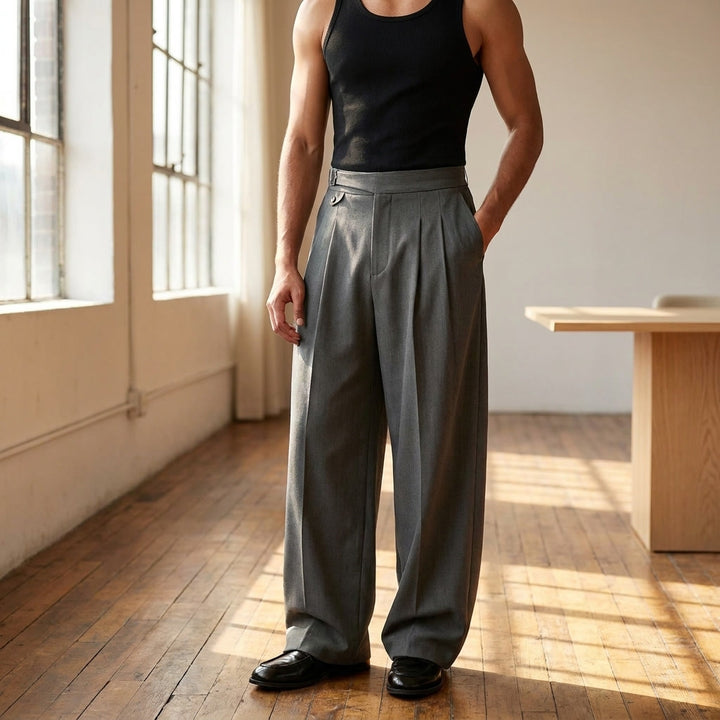 Rimini Pleated Trousers — Dark Grey, LIFESTYLE_OUTFIT