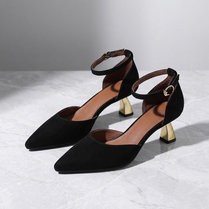 Tremezzo Ankle-Strap Pumps — Black, the pair, three-quarter studio view