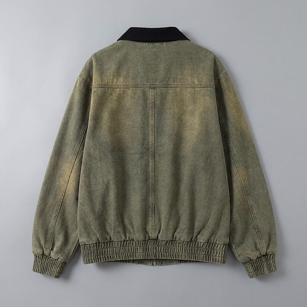 Foggia Cotton Jacket — Green, FLAT_LAY_BACK