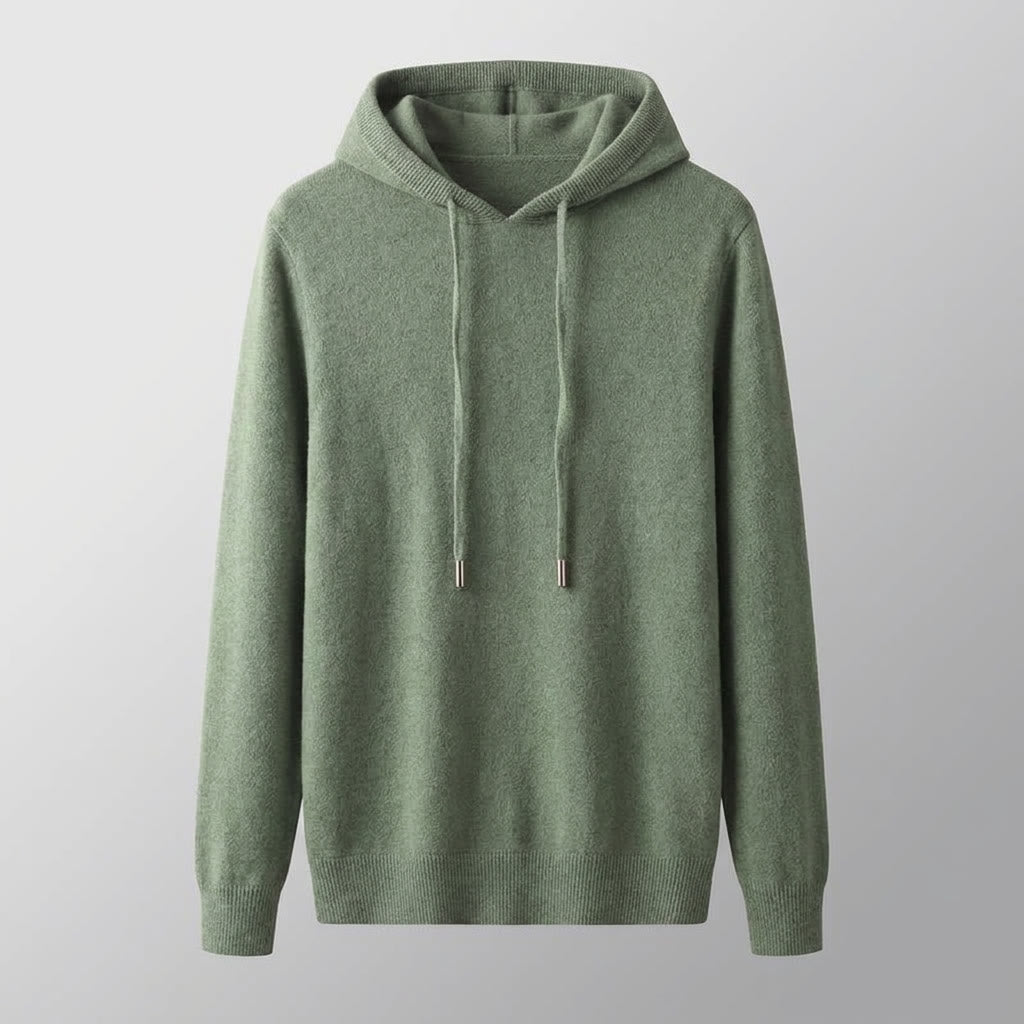 Nomad Merino Wool Hoodie — Green, invisible mannequin, front