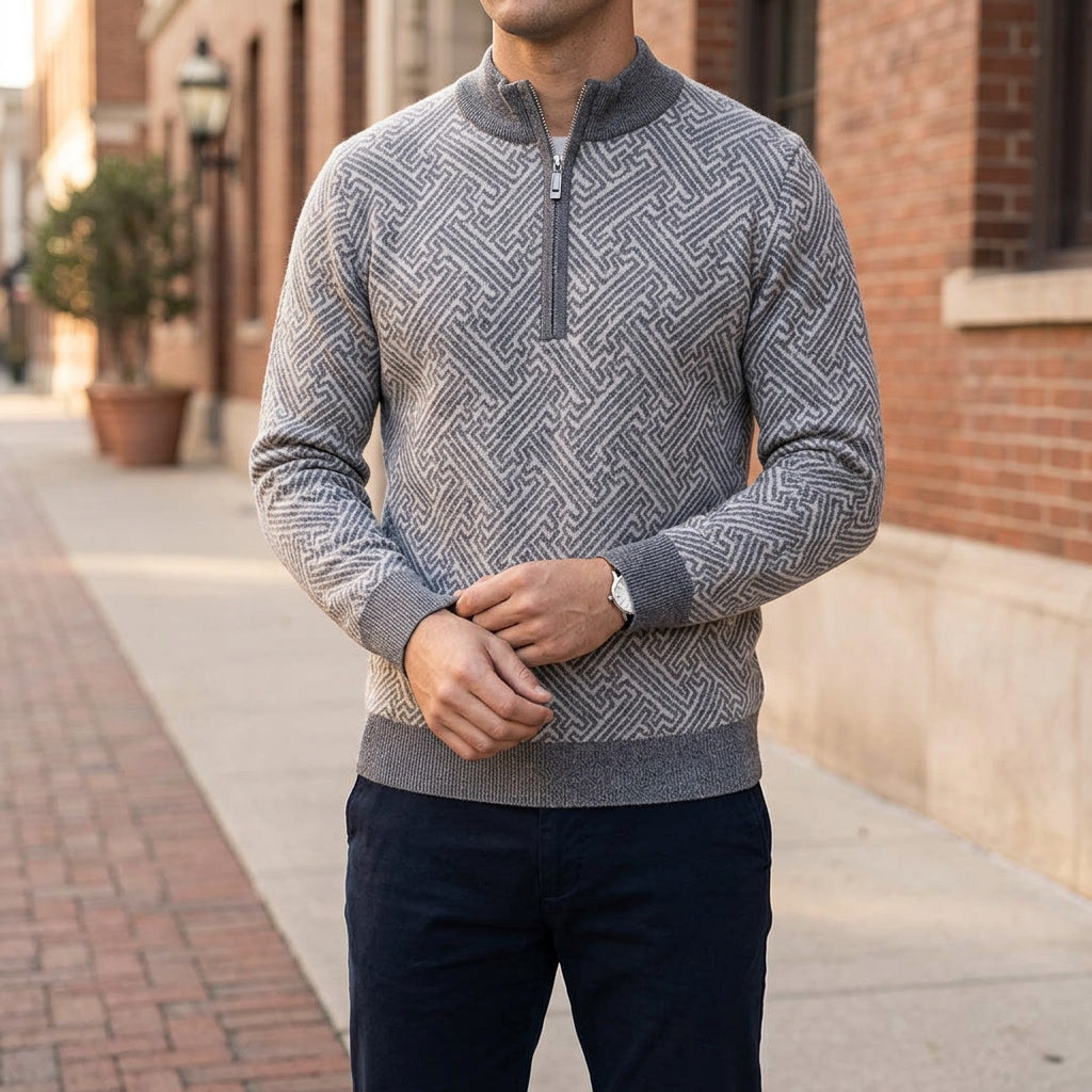 Lecco Merino Sweater — Grey, lifestyle hero