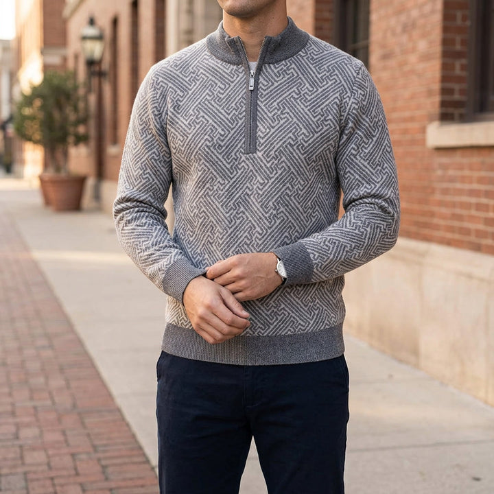 Lecco Merino Sweater — Grey, lifestyle hero