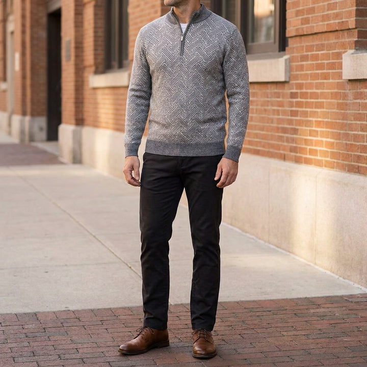 Lecco Merino Sweater — Grey, lifestyle outfit