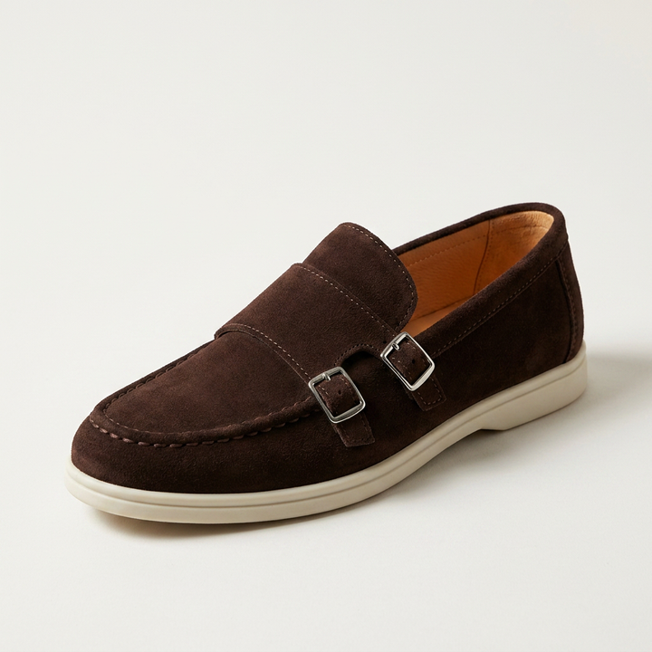 Como Suede Double-Buckle Loafers