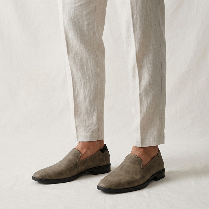 Noli Pointed Loafers — Khaki