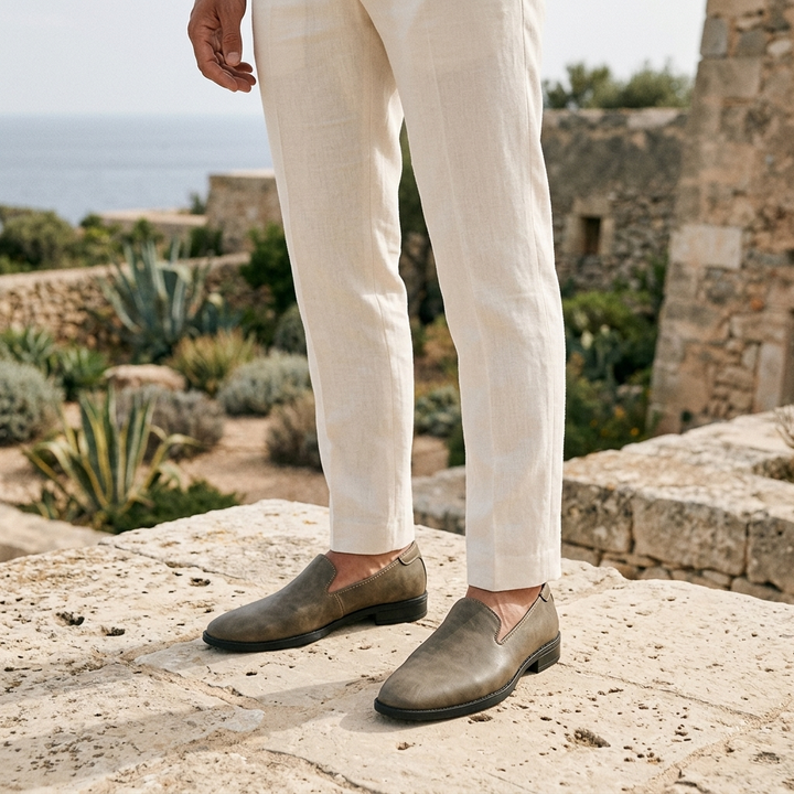 Noli Pointed Loafers — Khaki