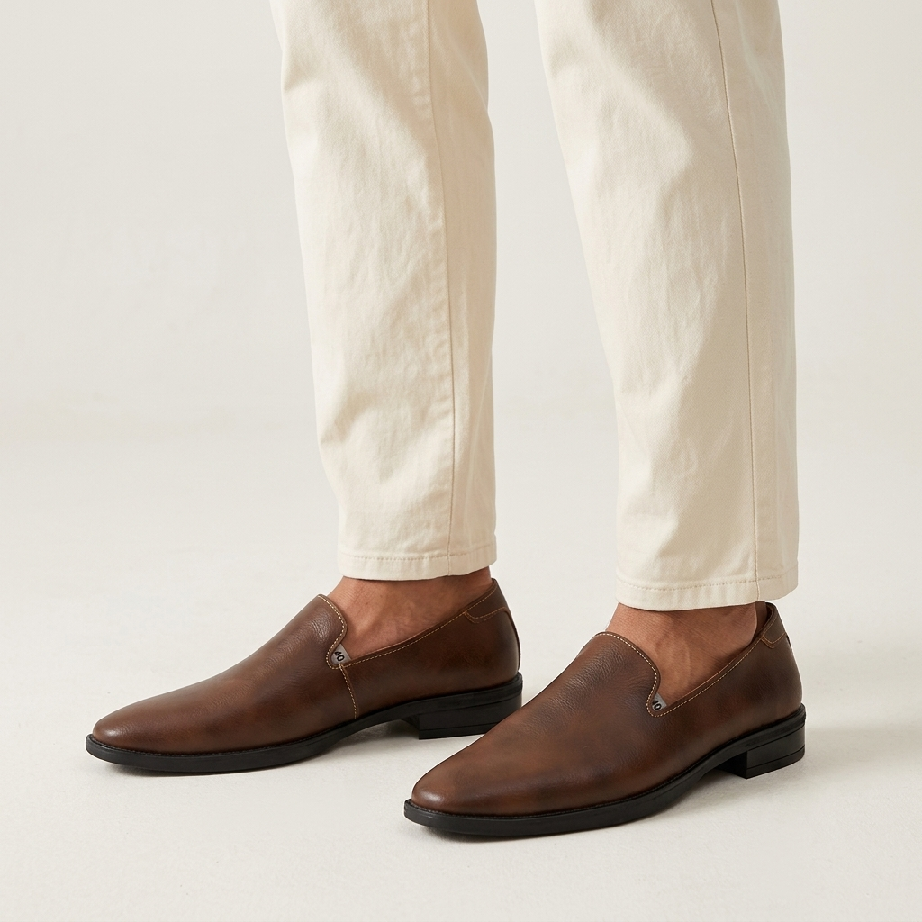 Noli Pointed Loafers — Brown