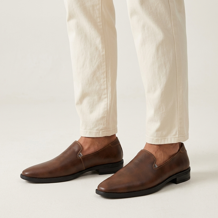 Noli Pointed Loafers — Brown
