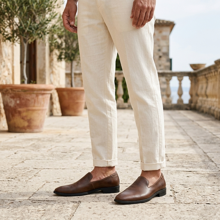 Noli Pointed Loafers — Brown