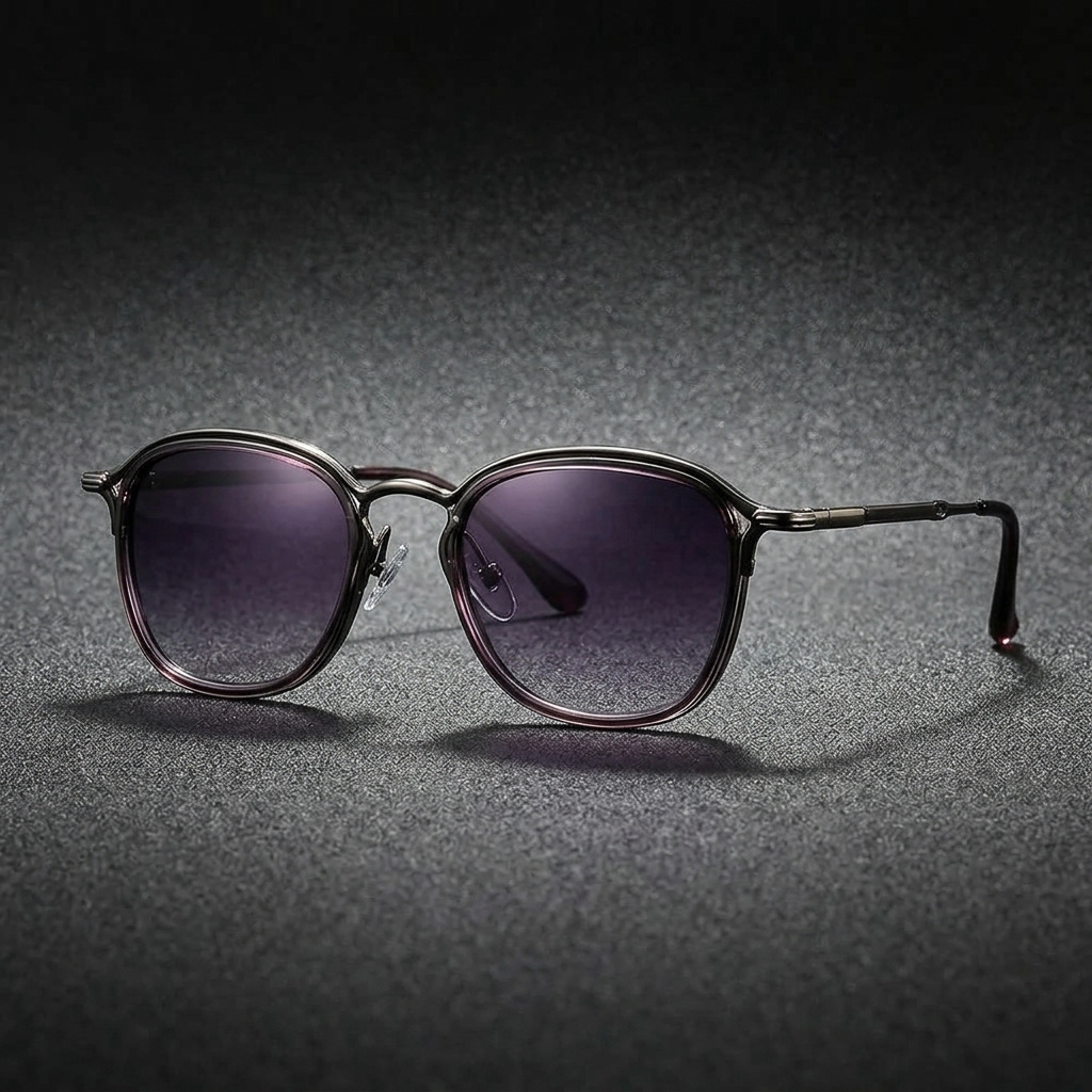 Viareggio Metal Sunglasses — Gunmetal, three-quarter studio view