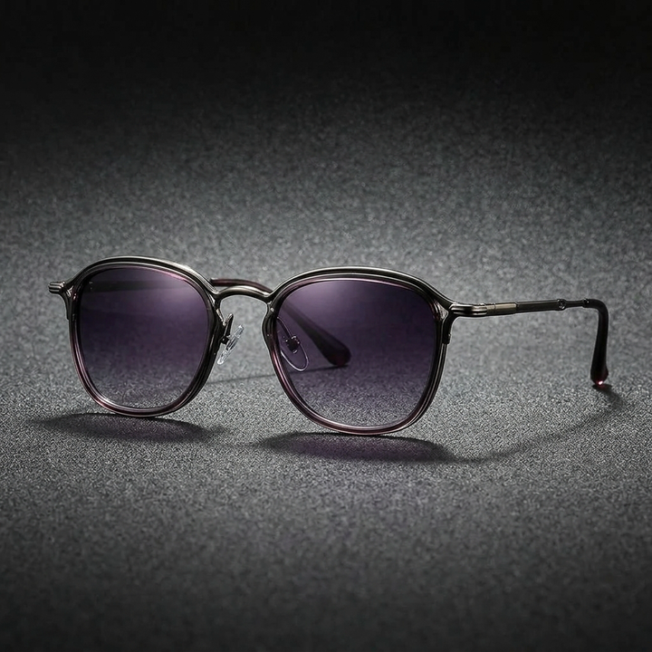 Viareggio Metal Sunglasses — Gunmetal, three-quarter studio view