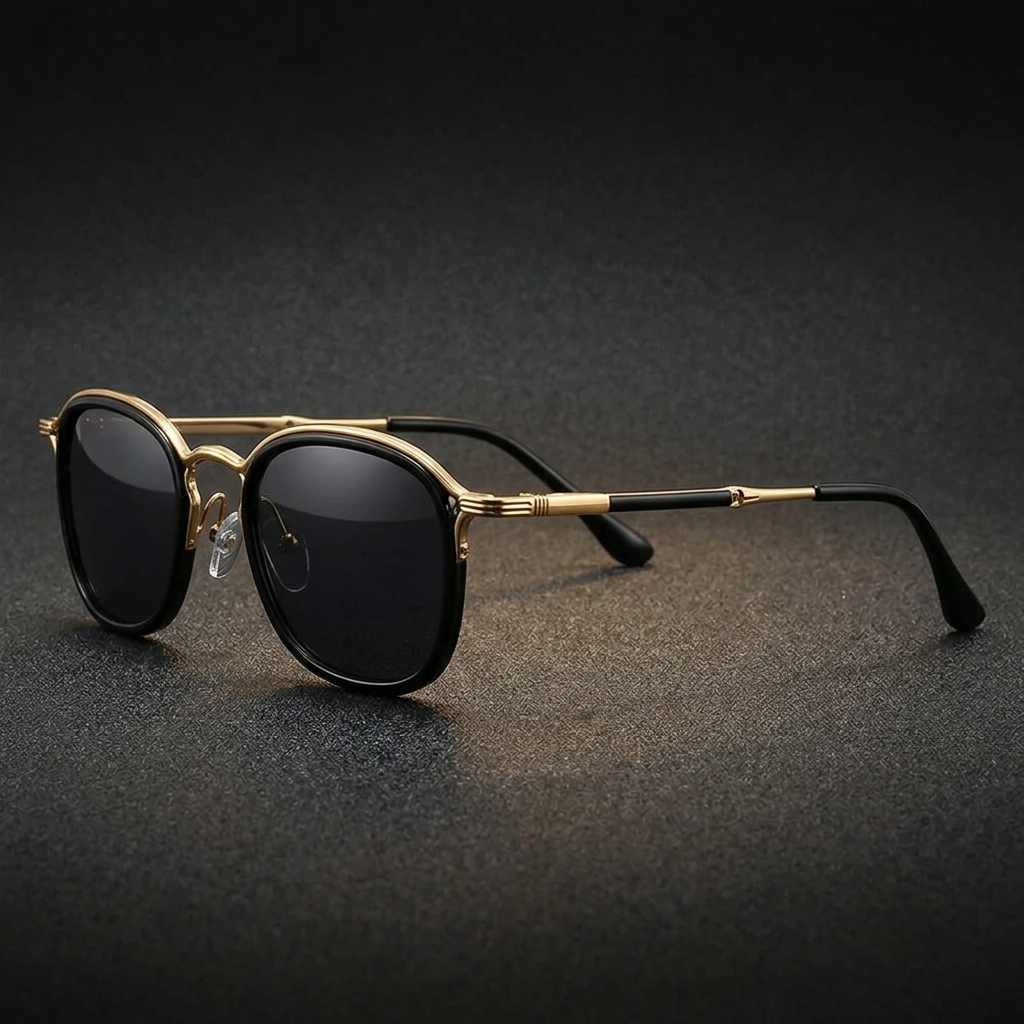 Viareggio Metal Sunglasses — Black Gold, alternate profile