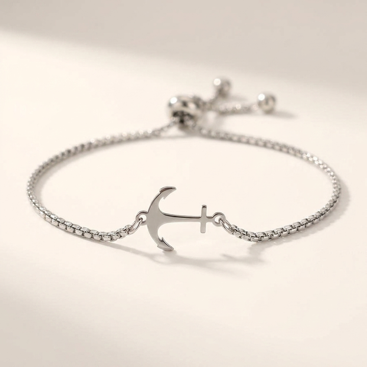 Cervo Steel Bracelet — Silver, curved anchor view