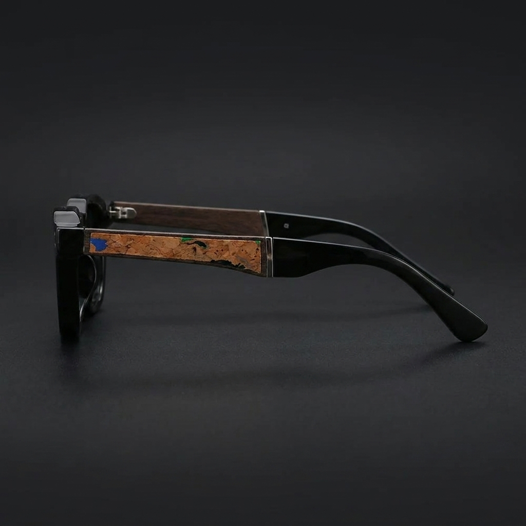 Calvi Cork Sunglasses — Black, side profile