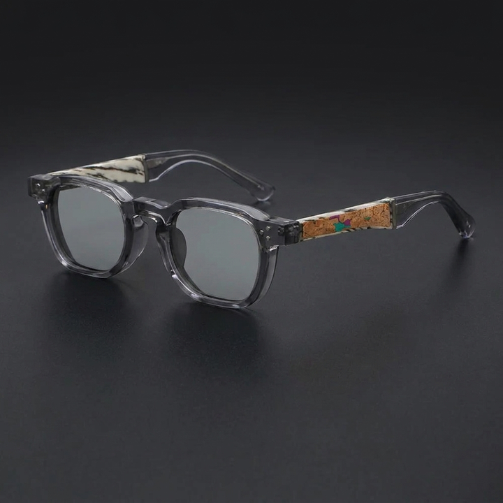 Calvi Cork Sunglasses — Grey, three-quarter studio view