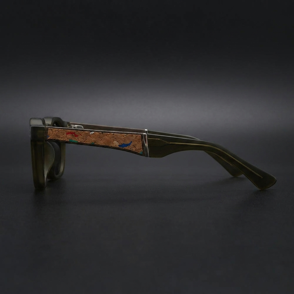 Calvi Cork Sunglasses — Olive, side profile
