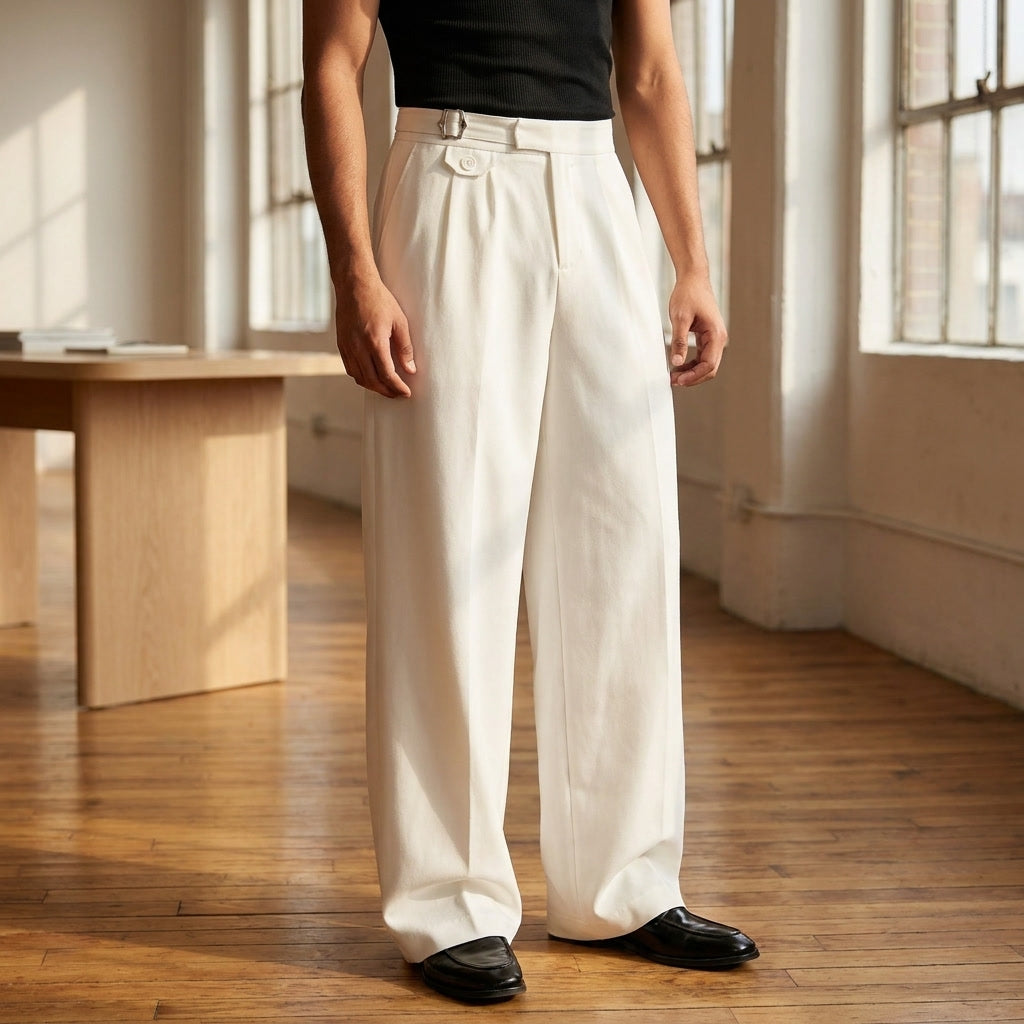 Rimini Pleated Trousers — Ivory, LIFESTYLE_HERO