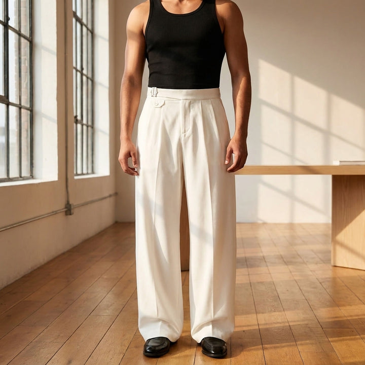 Rimini Pleated Trousers — Ivory, LIFESTYLE_OUTFIT