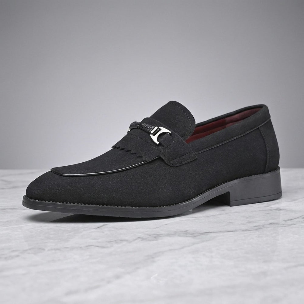 Ragusa Kiltie Bit Loafers — Black, single loafer in side profile
