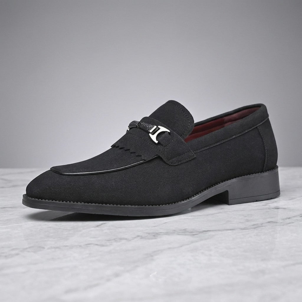 Ragusa Kiltie Bit Loafers — Black, single loafer in side profile
