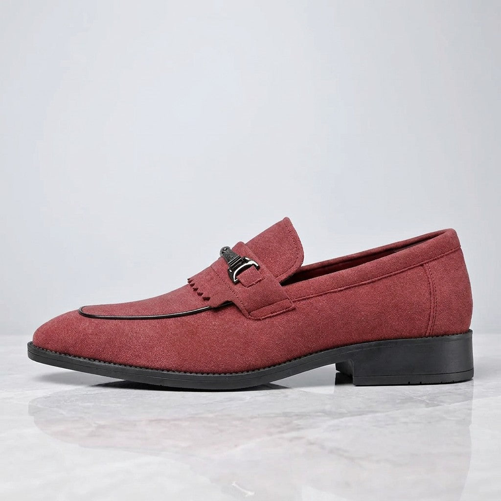 Ragusa Kiltie Bit Loafers — Red, single loafer in side profile