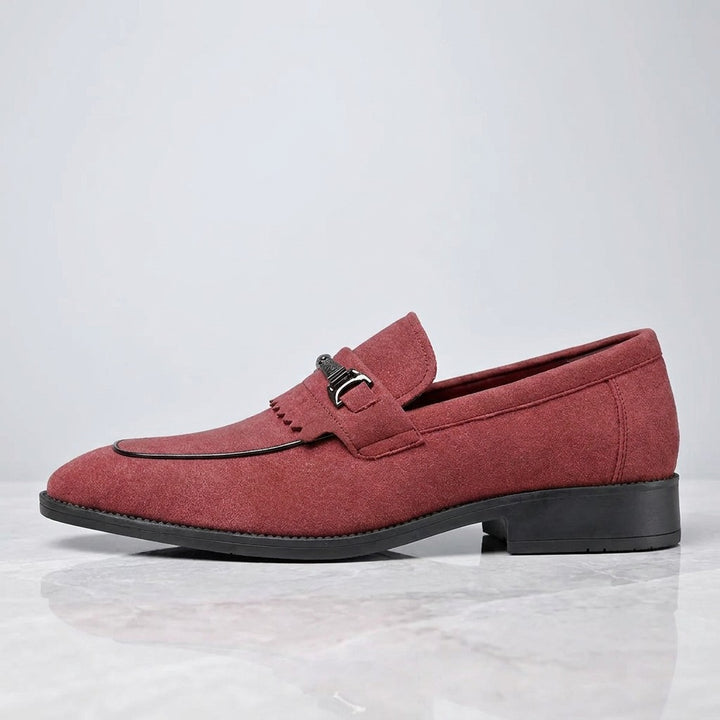 Ragusa Kiltie Bit Loafers — Red, single loafer in side profile